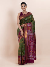 KAVVYA BOTTLE GREEN IKAT SILK SAREE